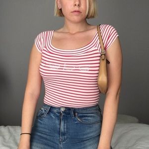 bebe Tops - Y2K Bebe Rhinestone Striped Top bebe Tops - Y2K Bebe Rhinestone Striped Top